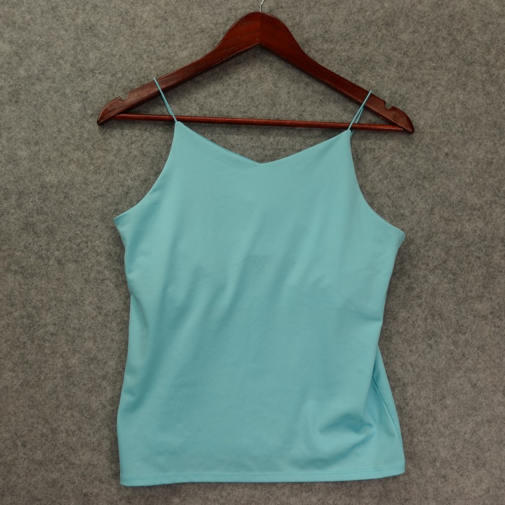 Vintage Y2K Soft Girl Cami Tank Top Womens M Blue Crop Pastel Shelf Bra B MOSS